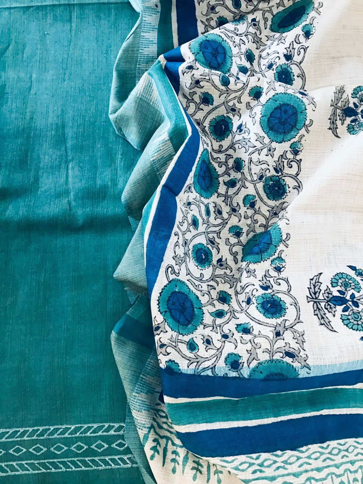 Soft Khadi Silk Printed Suit - Blue