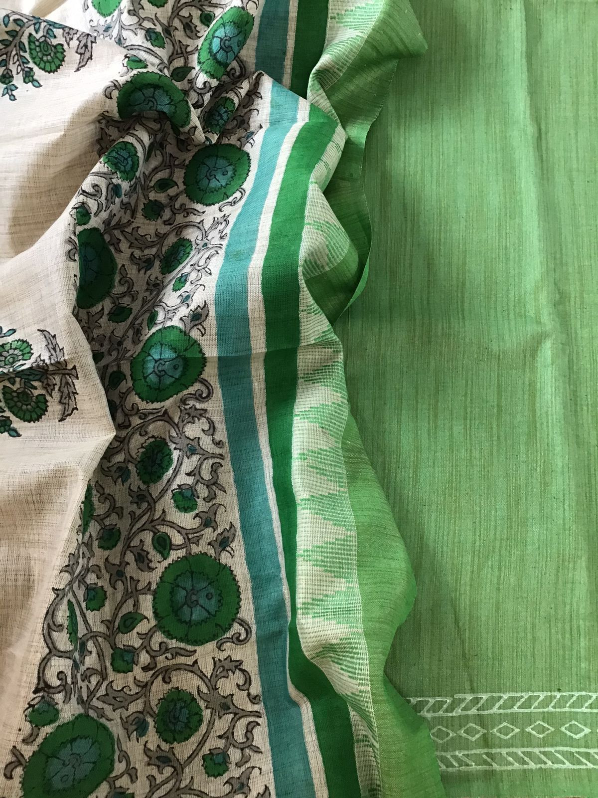 Soft Khadi Silk Printed Suit - Green