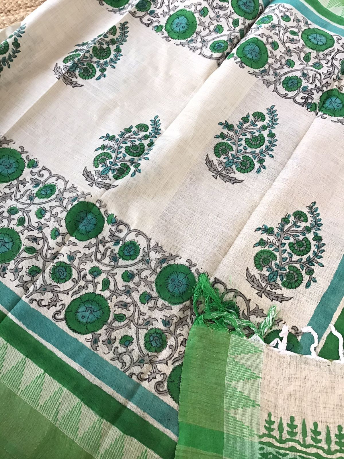 Soft Khadi Silk Printed Suit - Green