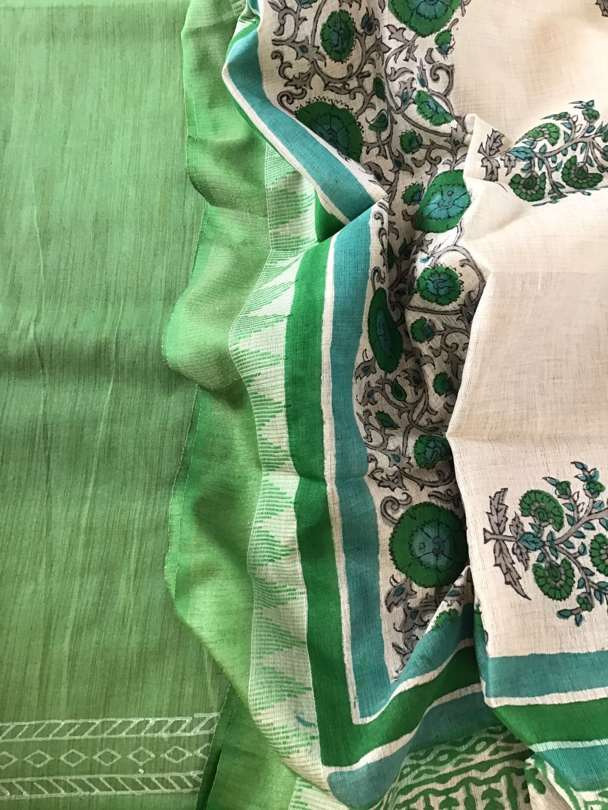 Soft Khadi Silk Printed Suit - Green