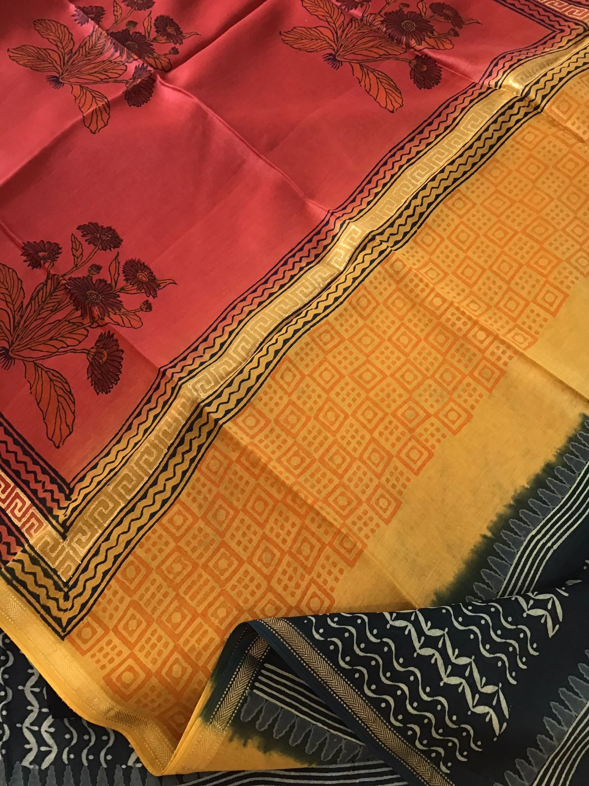 Pure Maheshwari Silk Printed Suit - Blue