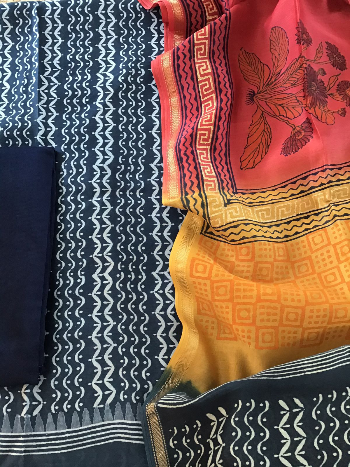 Pure Maheshwari Silk Printed Suit - Blue