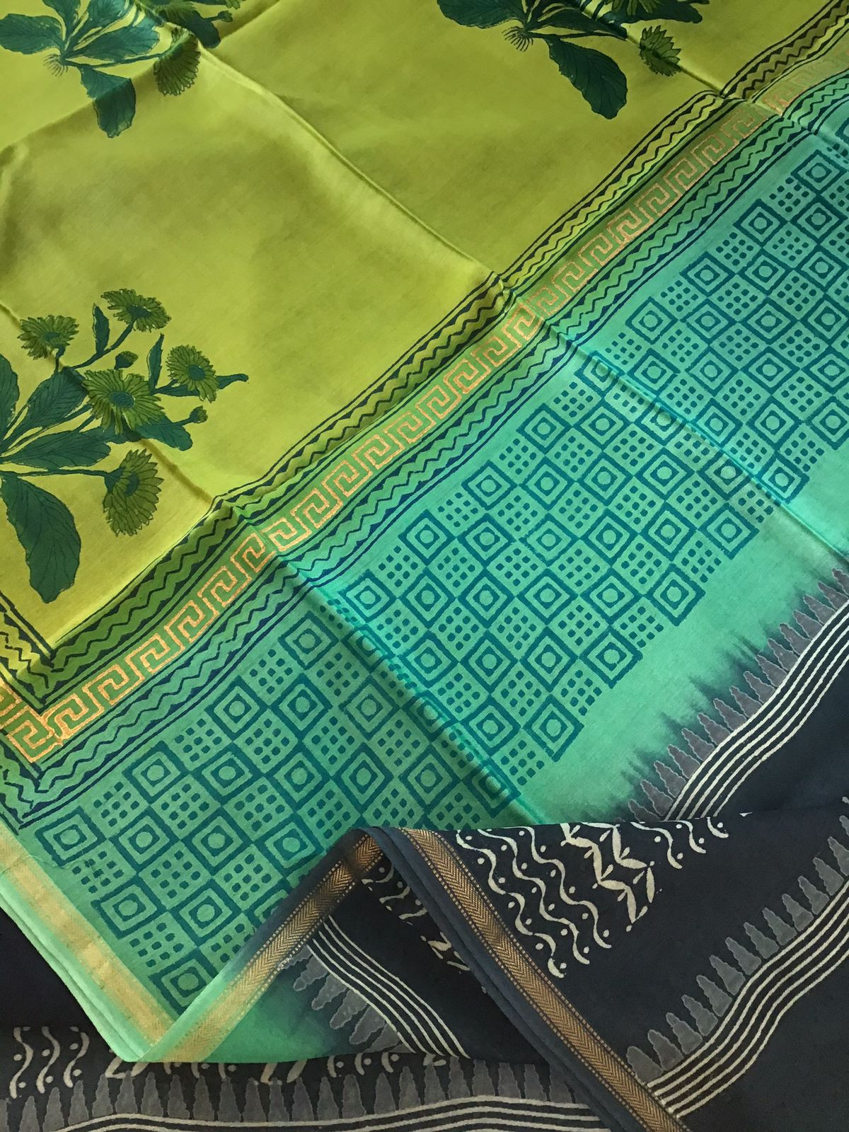 Pure Maheshwari Silk Printed Suit - Blue