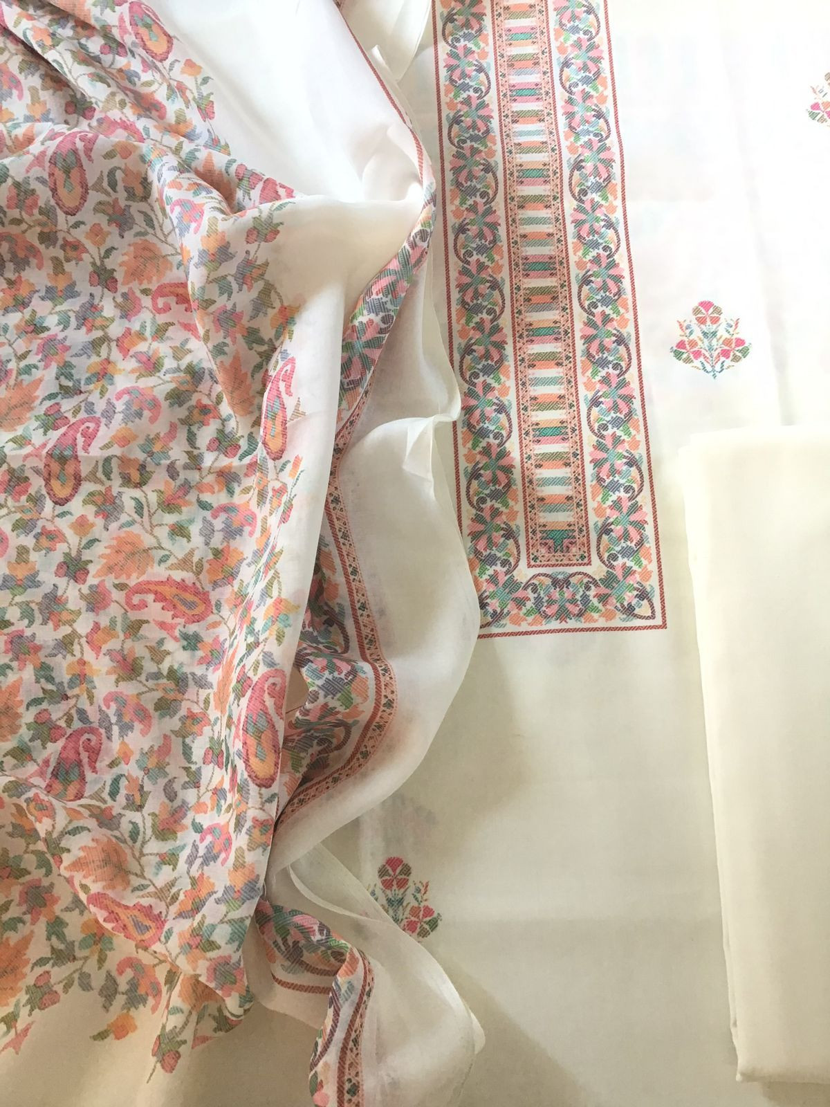 Pure Jaam Cotton Printed Suit - Off White