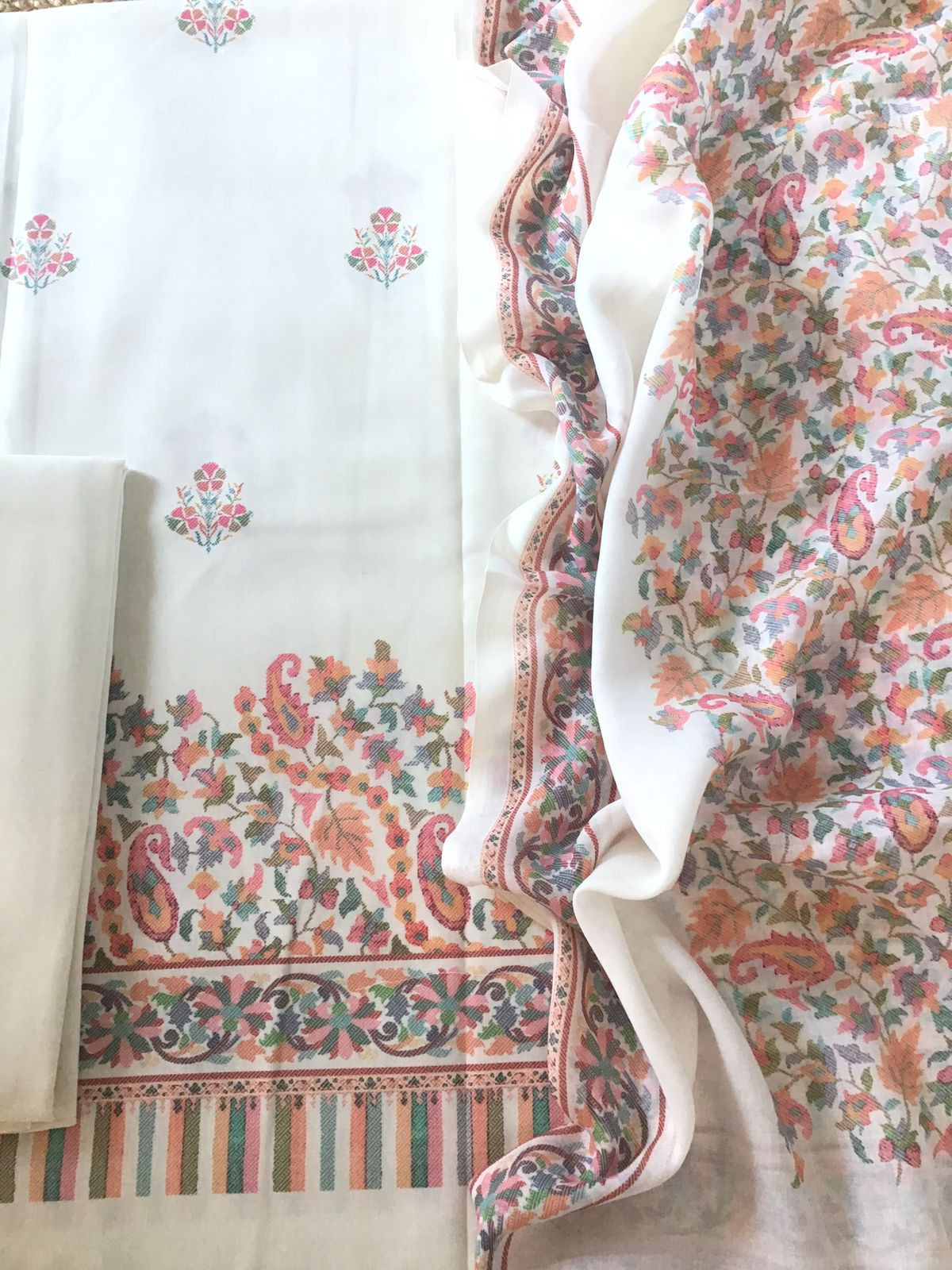 Pure Jaam Cotton Printed Suit - Off White