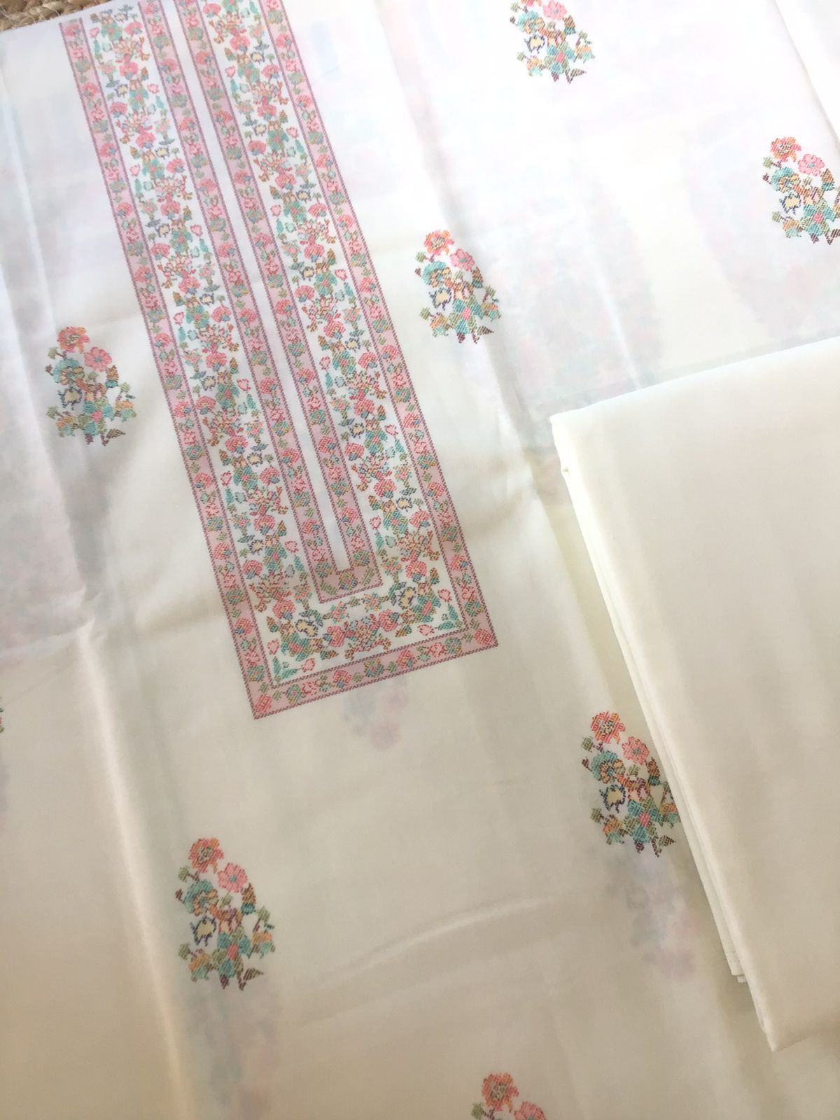 Pure Jaam Cotton Printed Suit - Off White