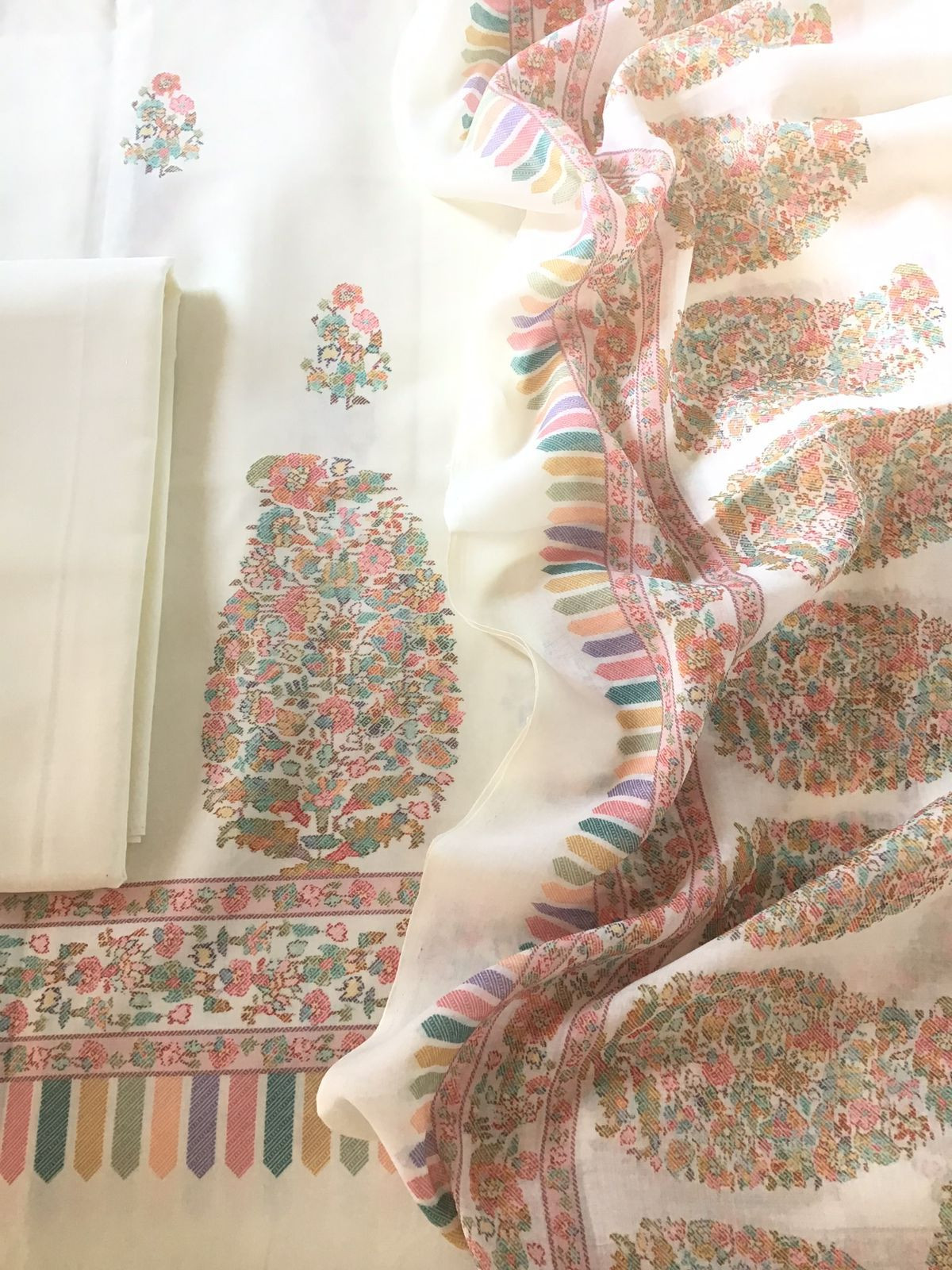 Pure Jaam Cotton Printed Suit - Off White