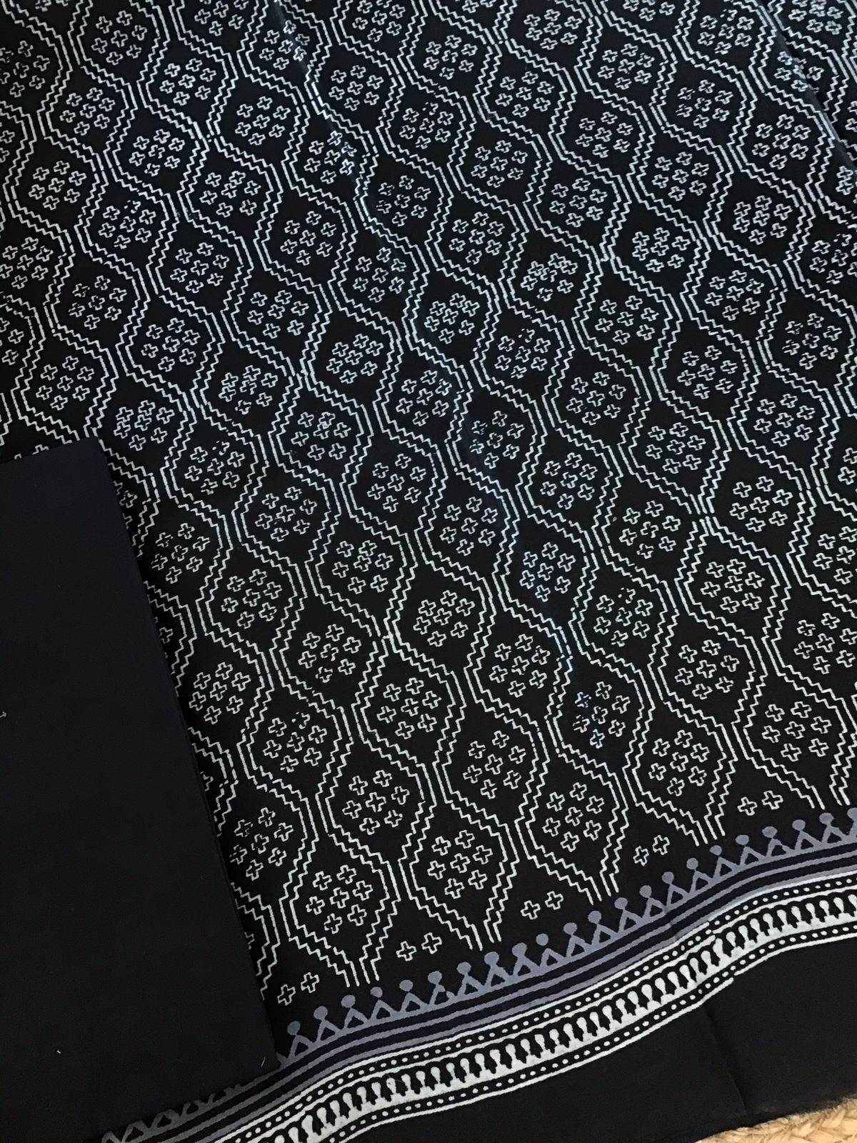 Pure Maheshwari Silk Printed Suit - Black