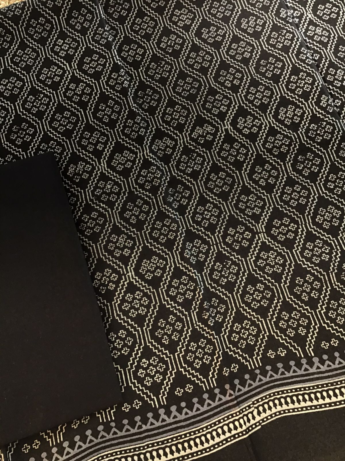 Pure Maheshwari Silk Printed Suit - Black