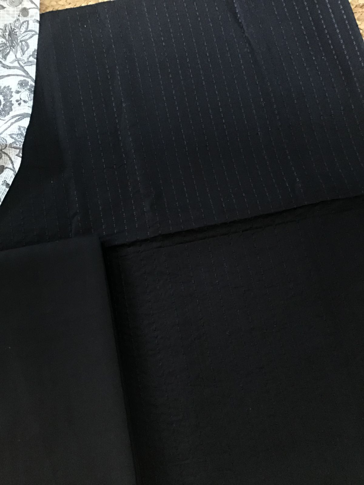 Pure Cotton Printed Embroidered Suit - Black