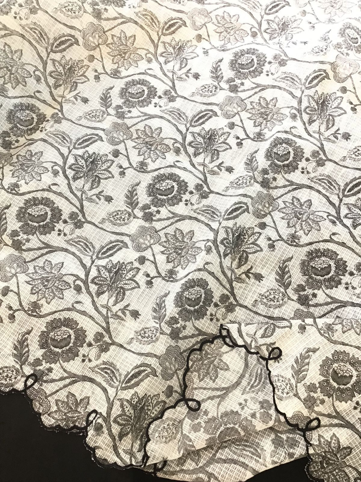 Pure Cotton Printed Embroidered Suit - Black