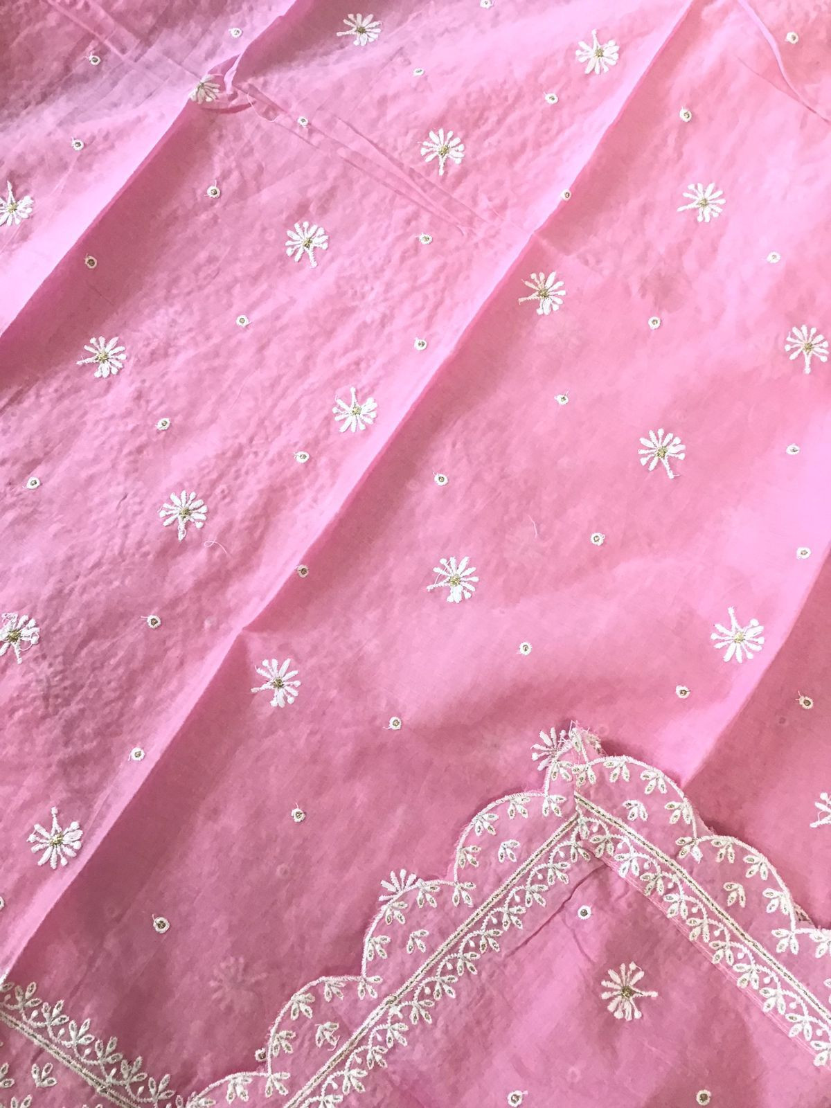Pure Mul Cotton Embroidered Suit - Pink