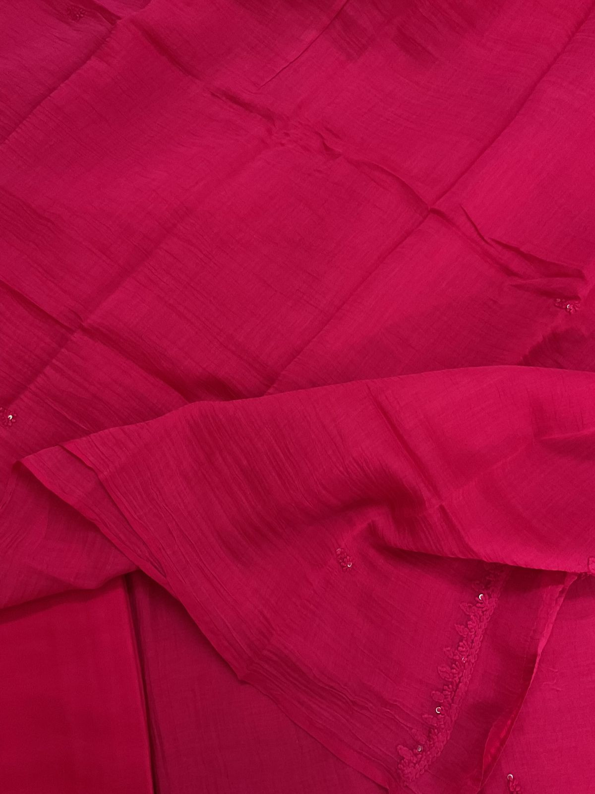 Pure Mul Chanderi Embroidered Suit - Pink