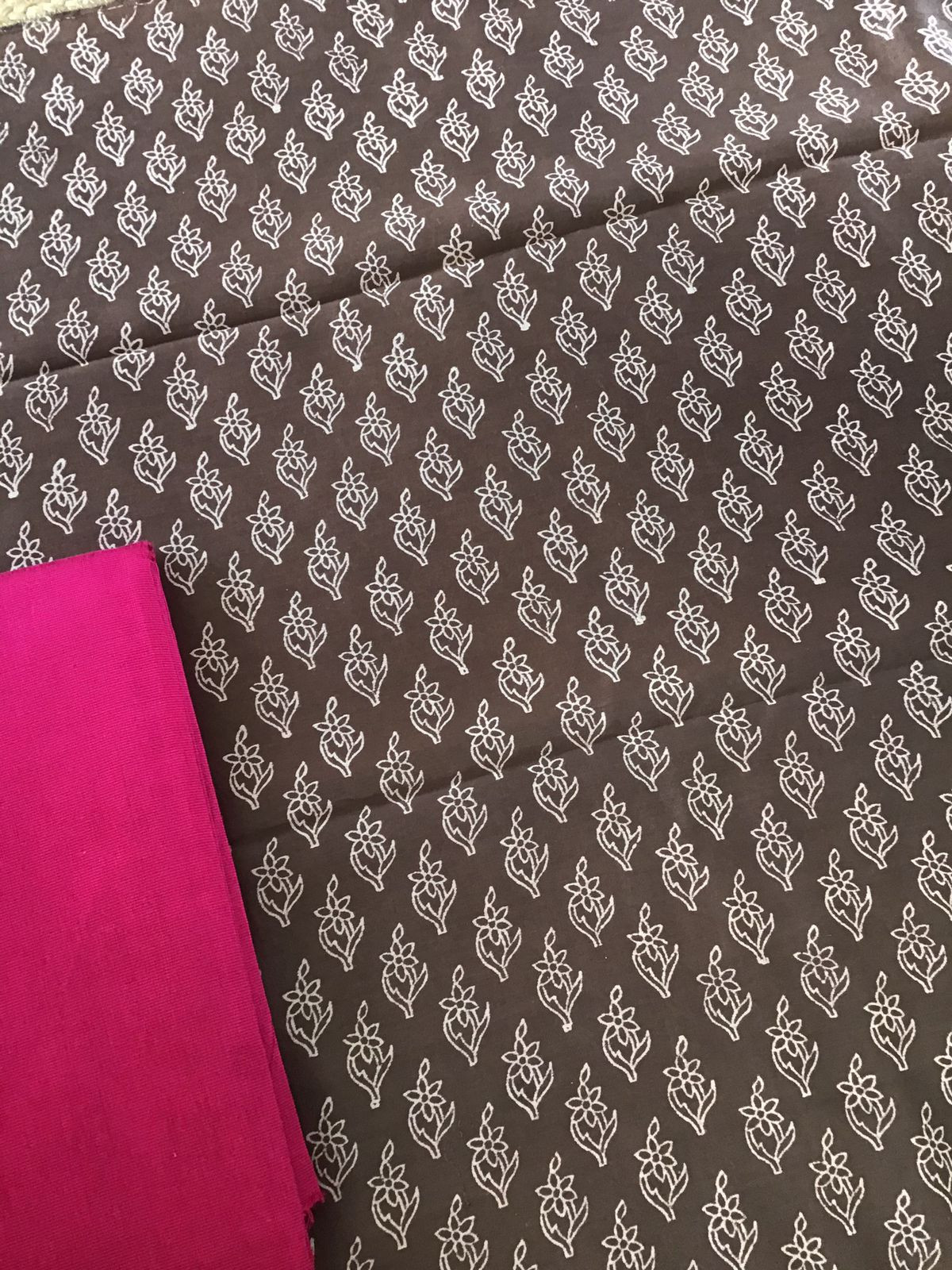 Pure Maheshwari Silk Printed Suit - Brown