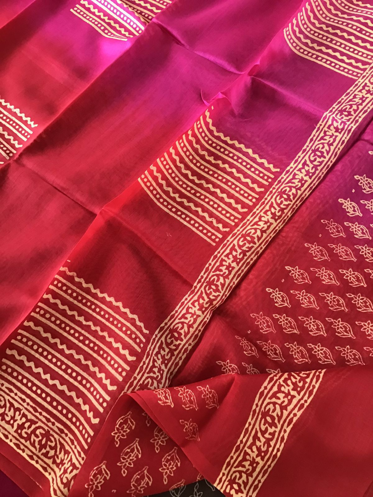 Pure Maheshwari Silk Printed Suit - Brown