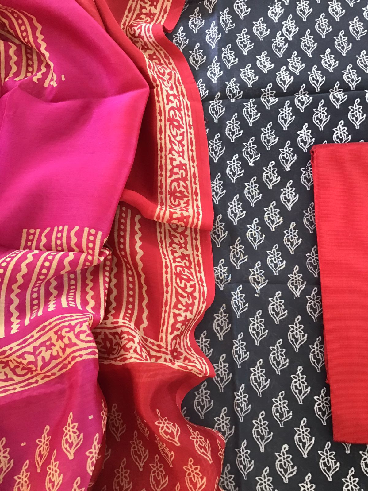 Pure Maheshwari Silk Printed Suit - Grey