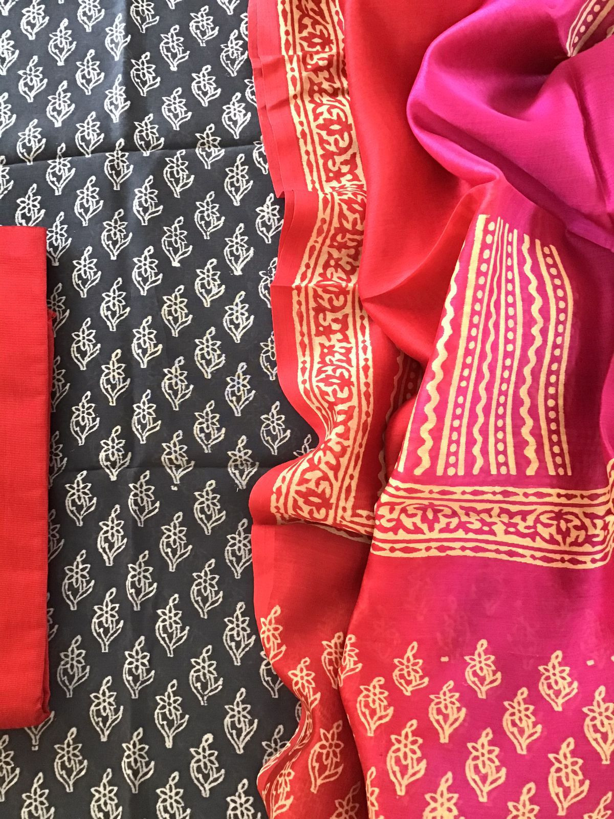 Pure Maheshwari Silk Printed Suit - Grey