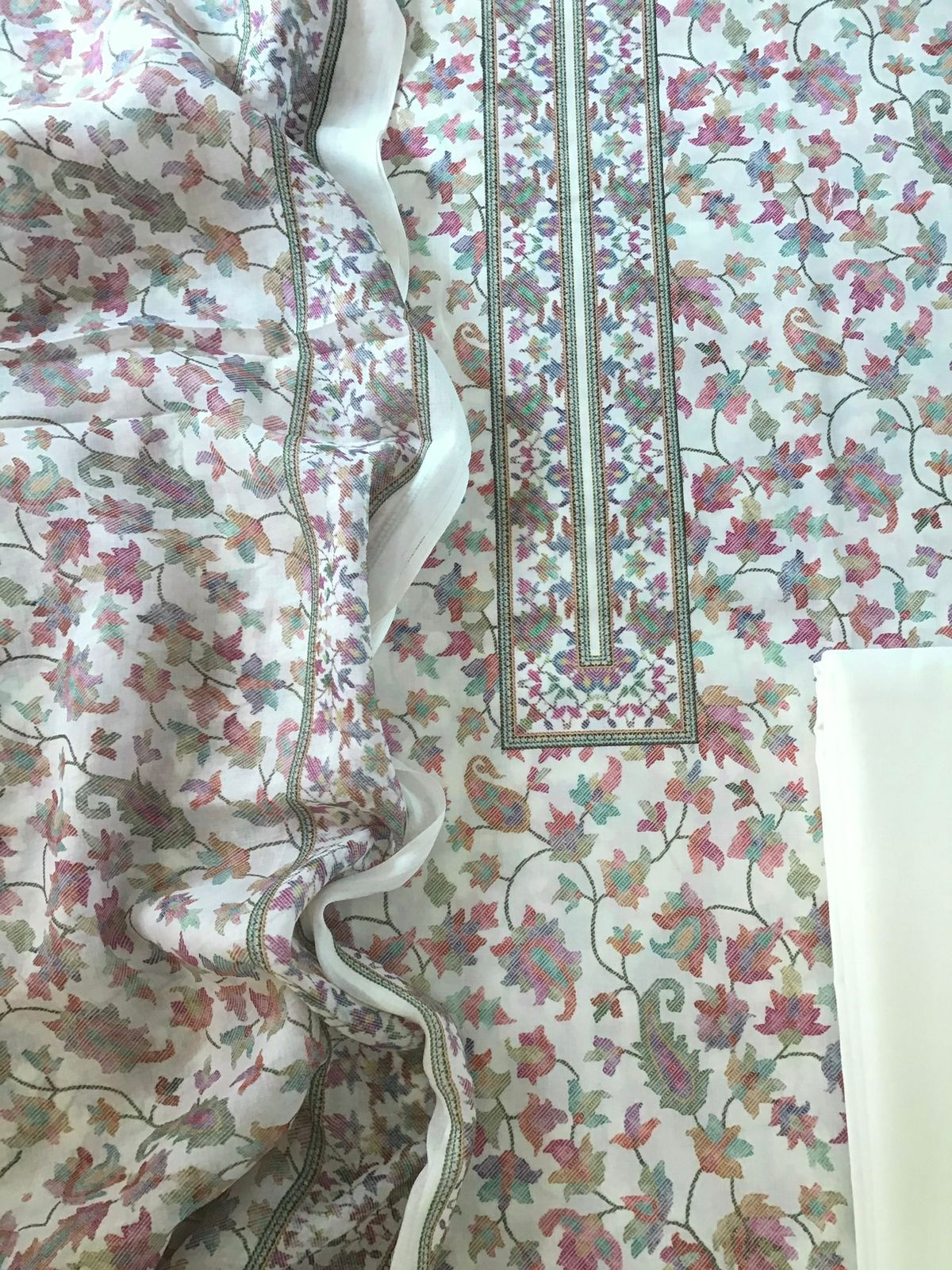 Pure Jaam Cotton Printed Suit - Off White