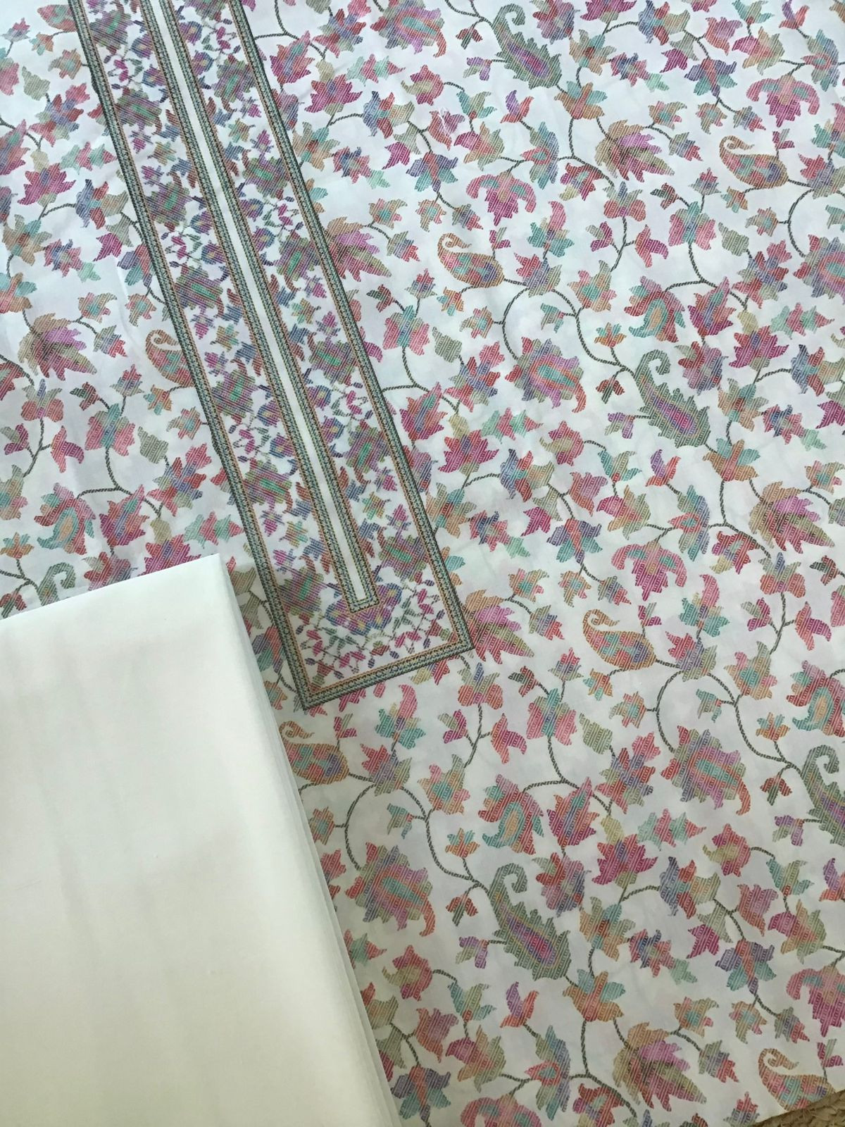 Pure Jaam Cotton Printed Suit - Off White