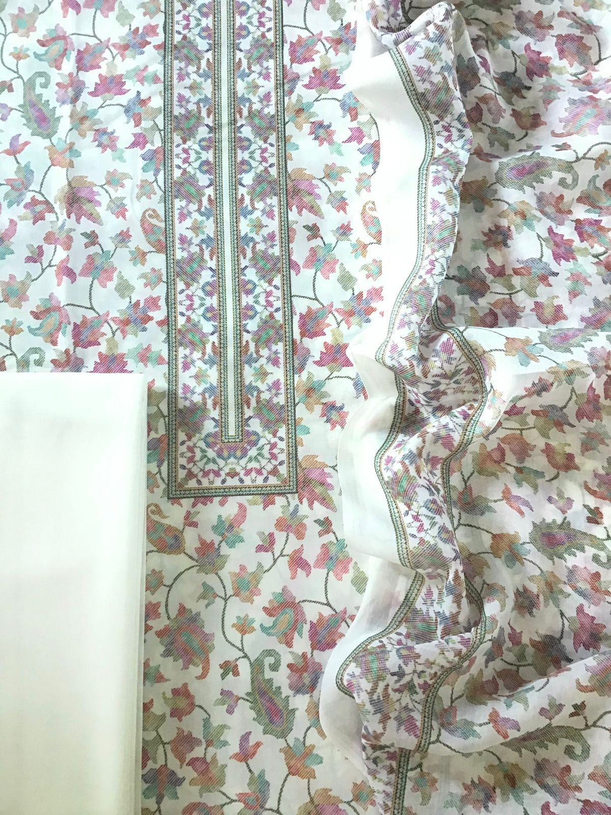 Pure Jaam Cotton Printed Suit - Off White