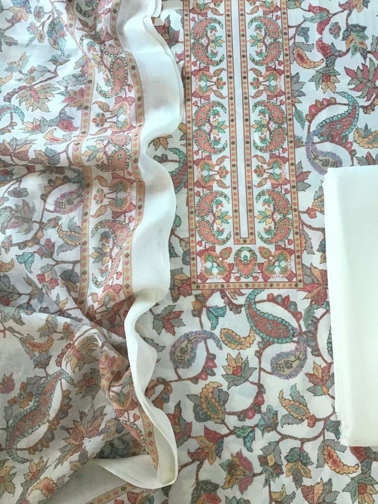 Image of Pure Jaam Cotton Printed Suit - Off White