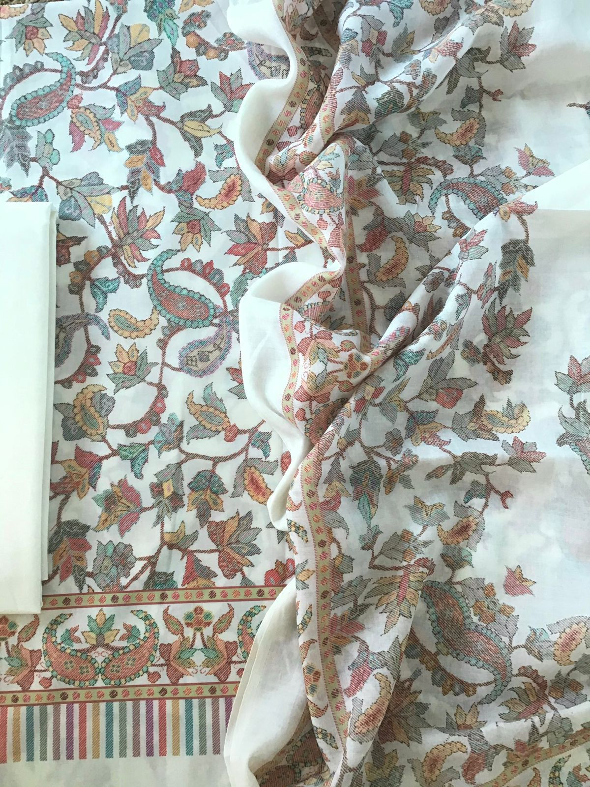 Pure Jaam Cotton Printed Suit - Off White