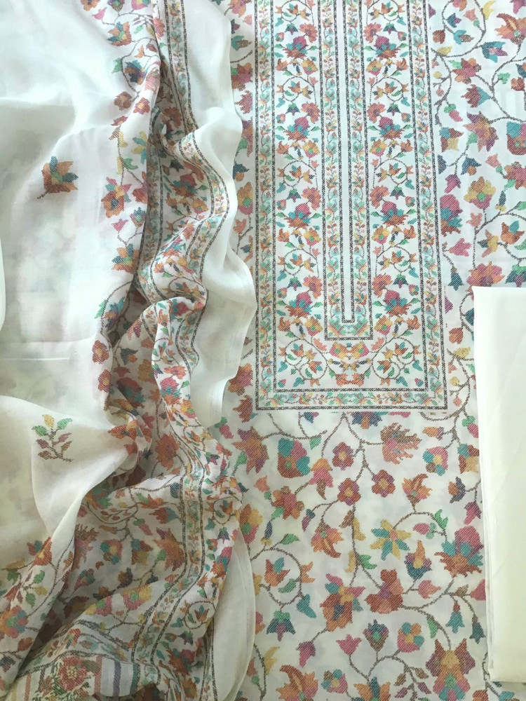 Image of Pure Jaam Cotton Printed Suit - Off White