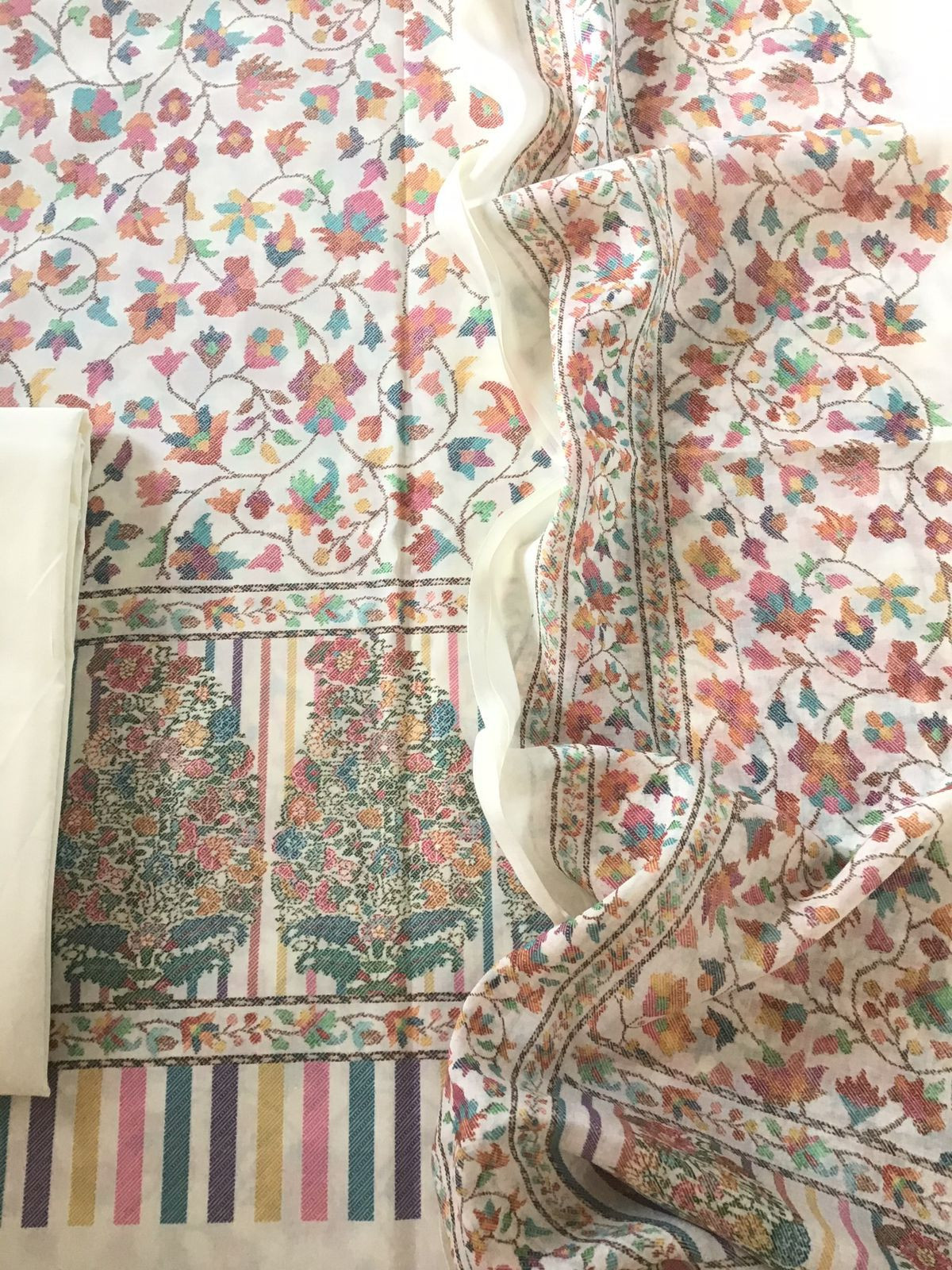 Pure Jaam Cotton Printed Suit - Off White