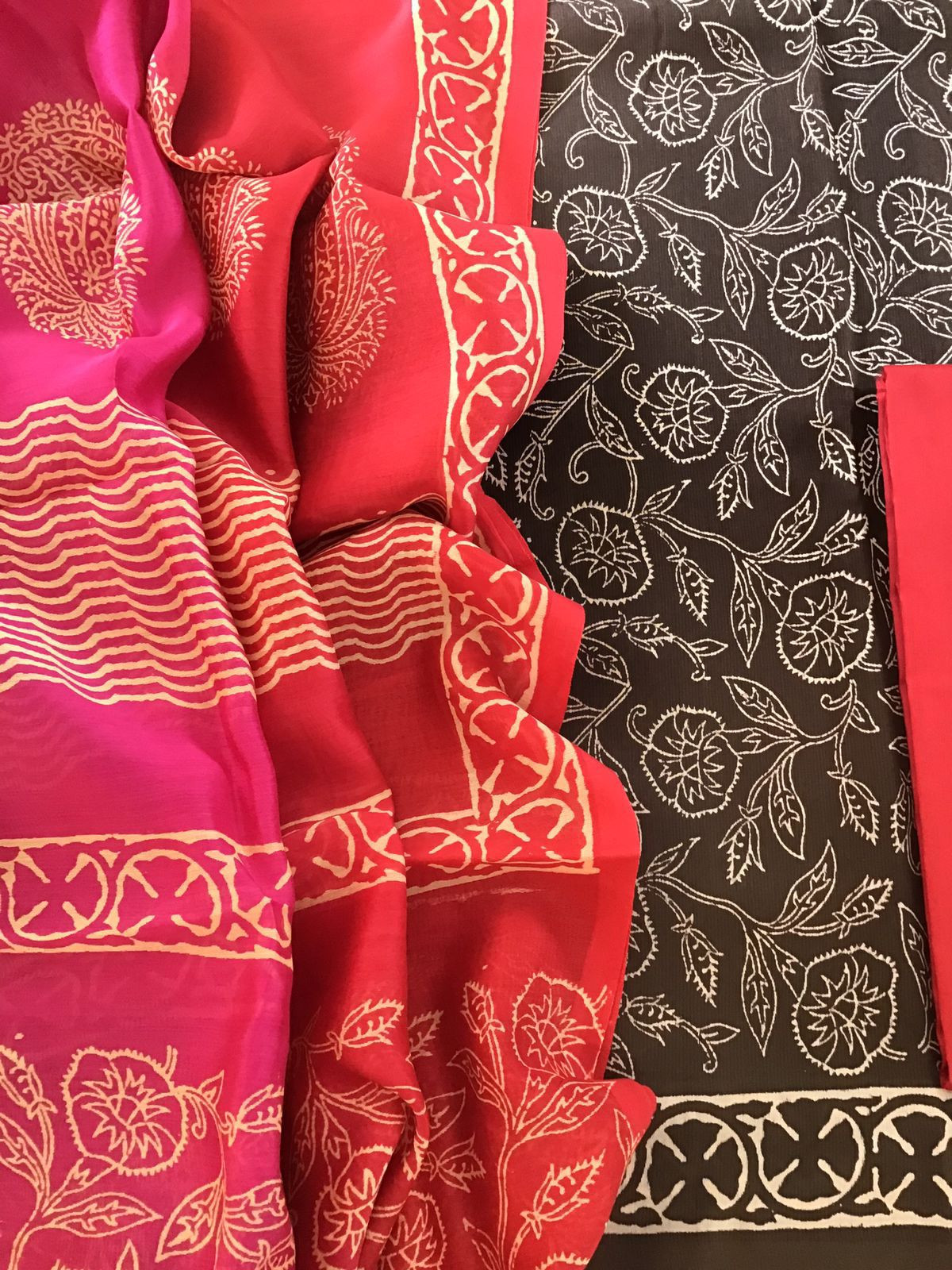 Pure Maheshwari Silk Printed Suit - Brown