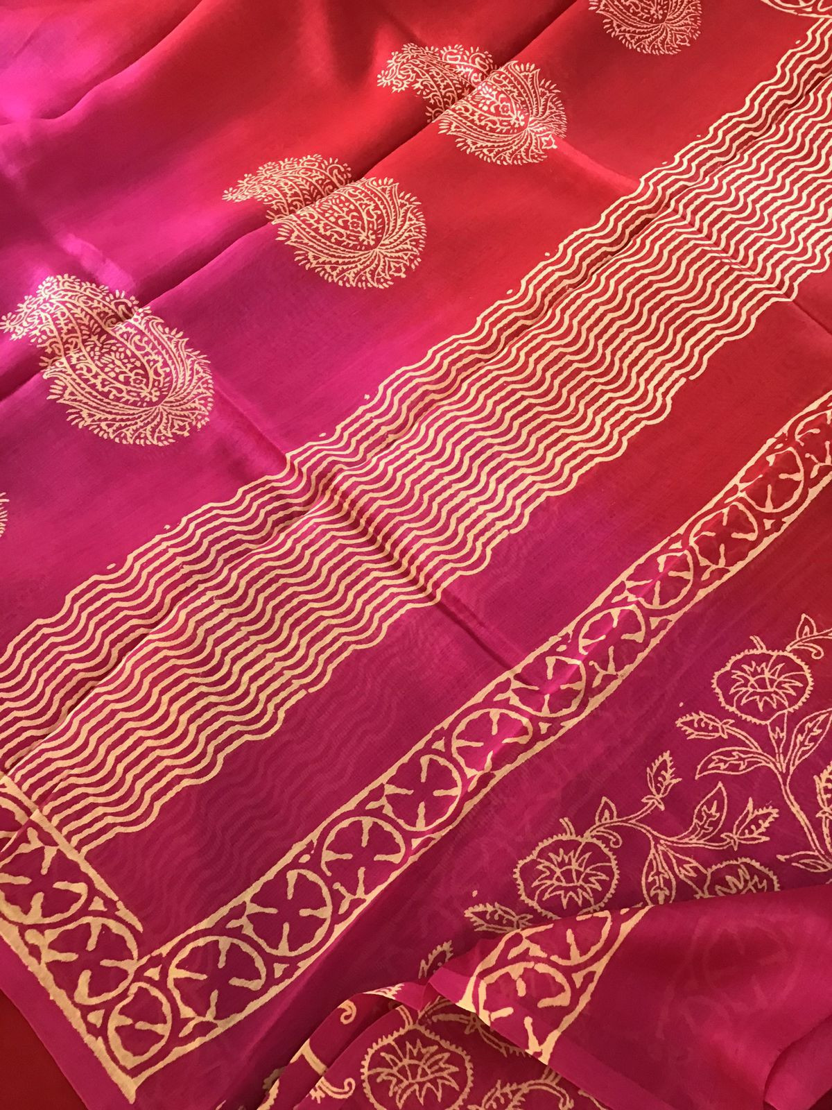 Pure Maheshwari Silk Printed Suit - Brown