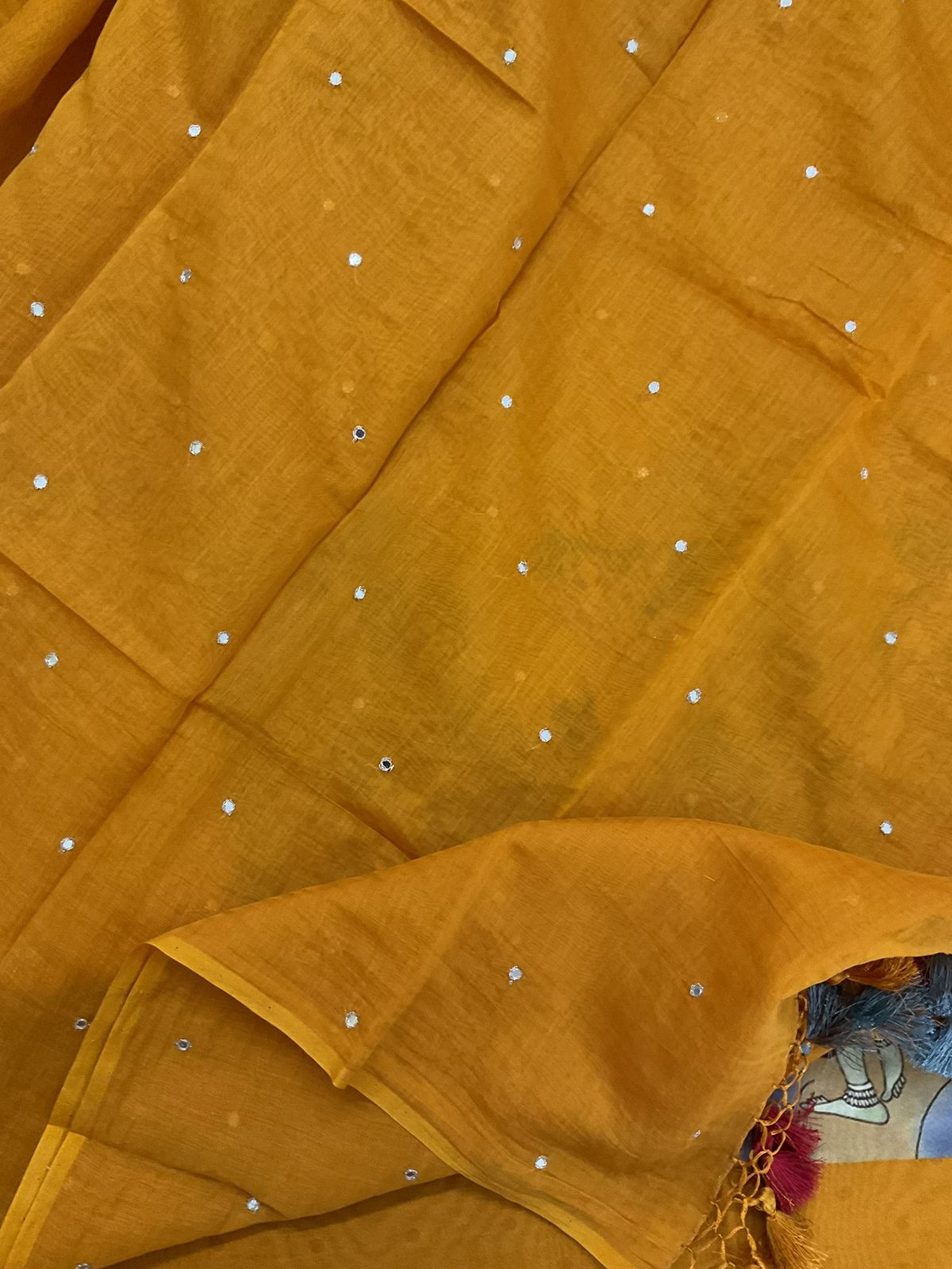 Pure Chanderi Printed Embroidered Suit - Yellow