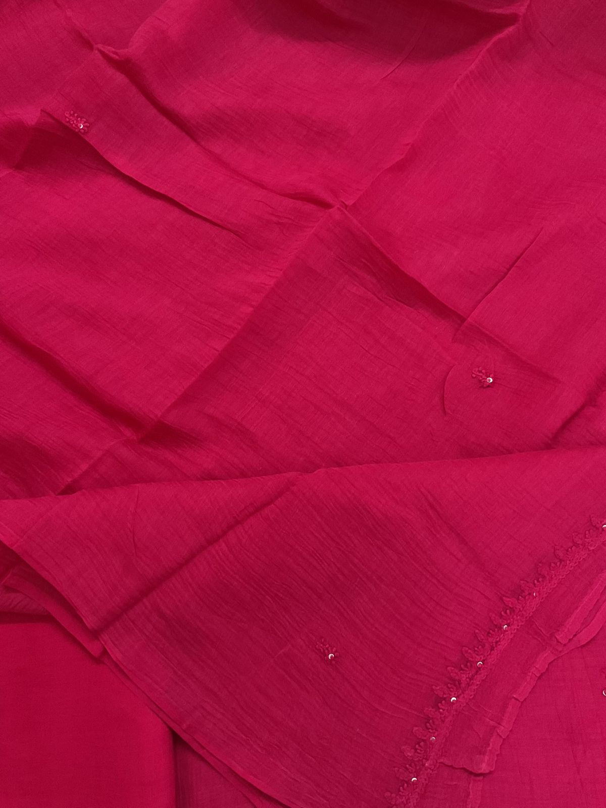 Pure Mul Chanderi Embroidered Suit - Pink