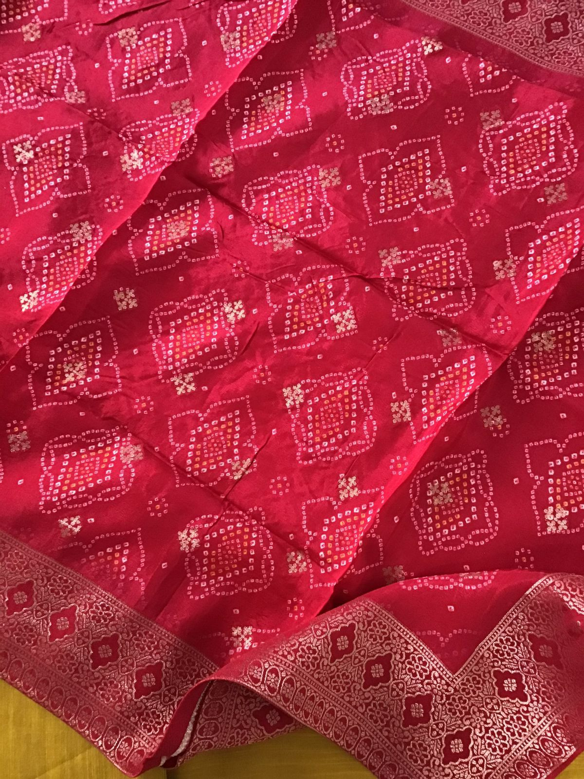 Soft Semi Raw Silk Printed Embroidered Suit - Yellow