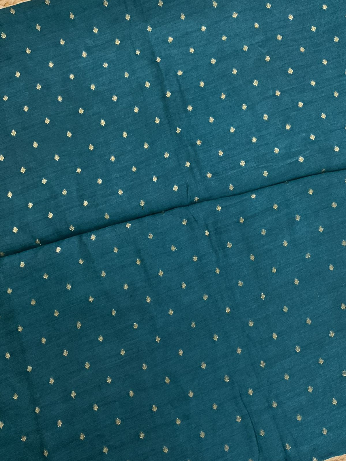 Pure Munga Silk Printed Banarasi Weaved Suit - Peacock Blue