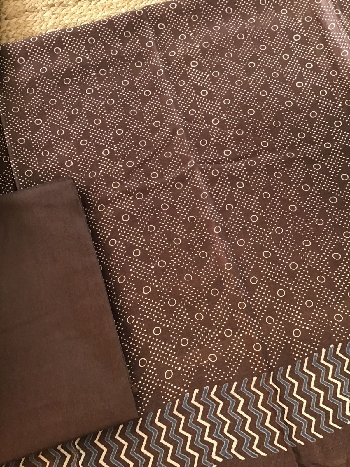 Pure Maheshwari Silk Printed Suit - Brown