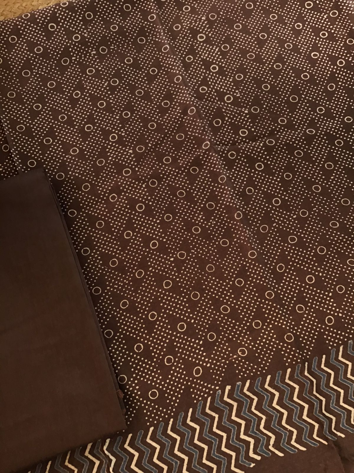 Pure Maheshwari Silk Printed Suit - Brown