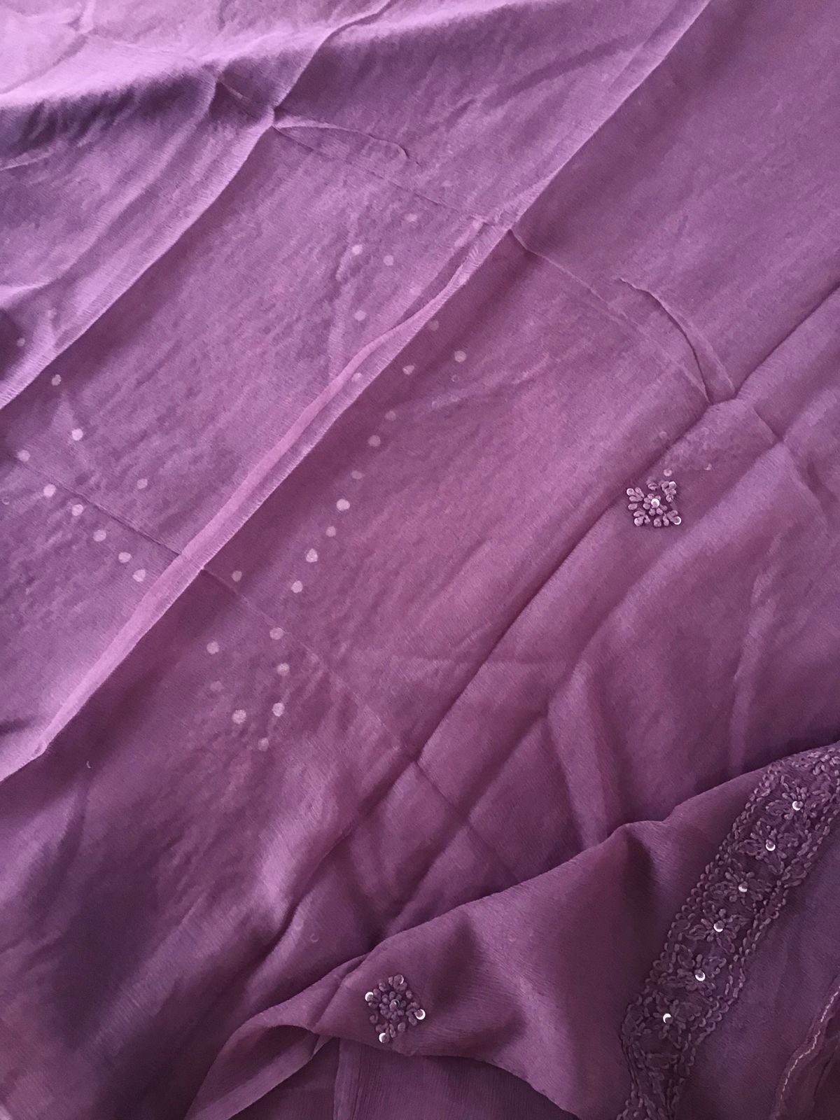 Pure Chinnon Silk Embroidered Suit - Wine