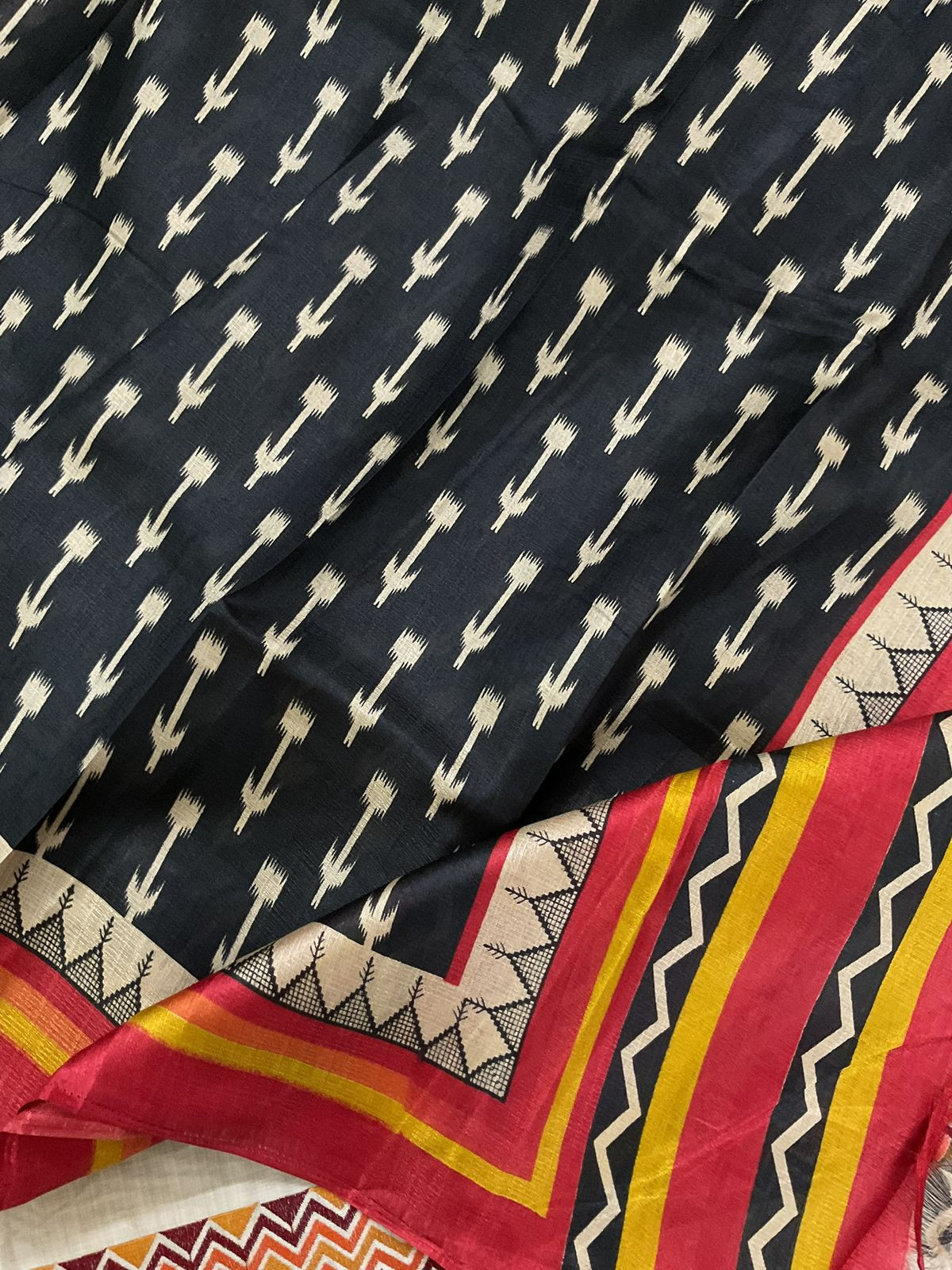 Soft Slub Chanderi Printed Embellish Suit - Beige