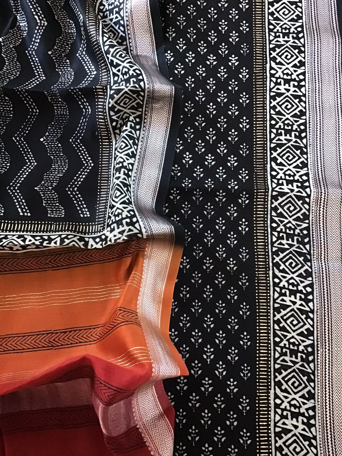 Pure Maheshwari Silk Printed Suit - Black