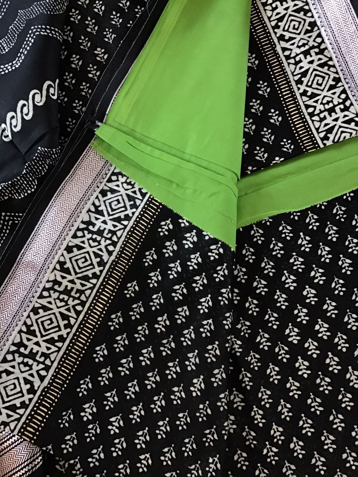Pure Maheshwari Silk Printed Suit - Black