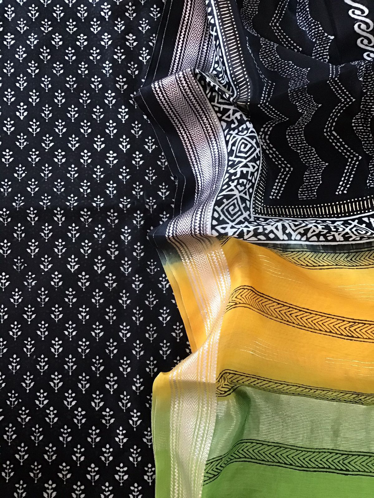 Pure Maheshwari Silk Printed Suit - Black