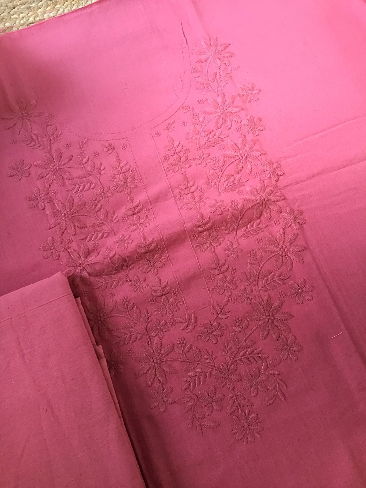 Pure Cotton Printed Embroidered Suit - Pink