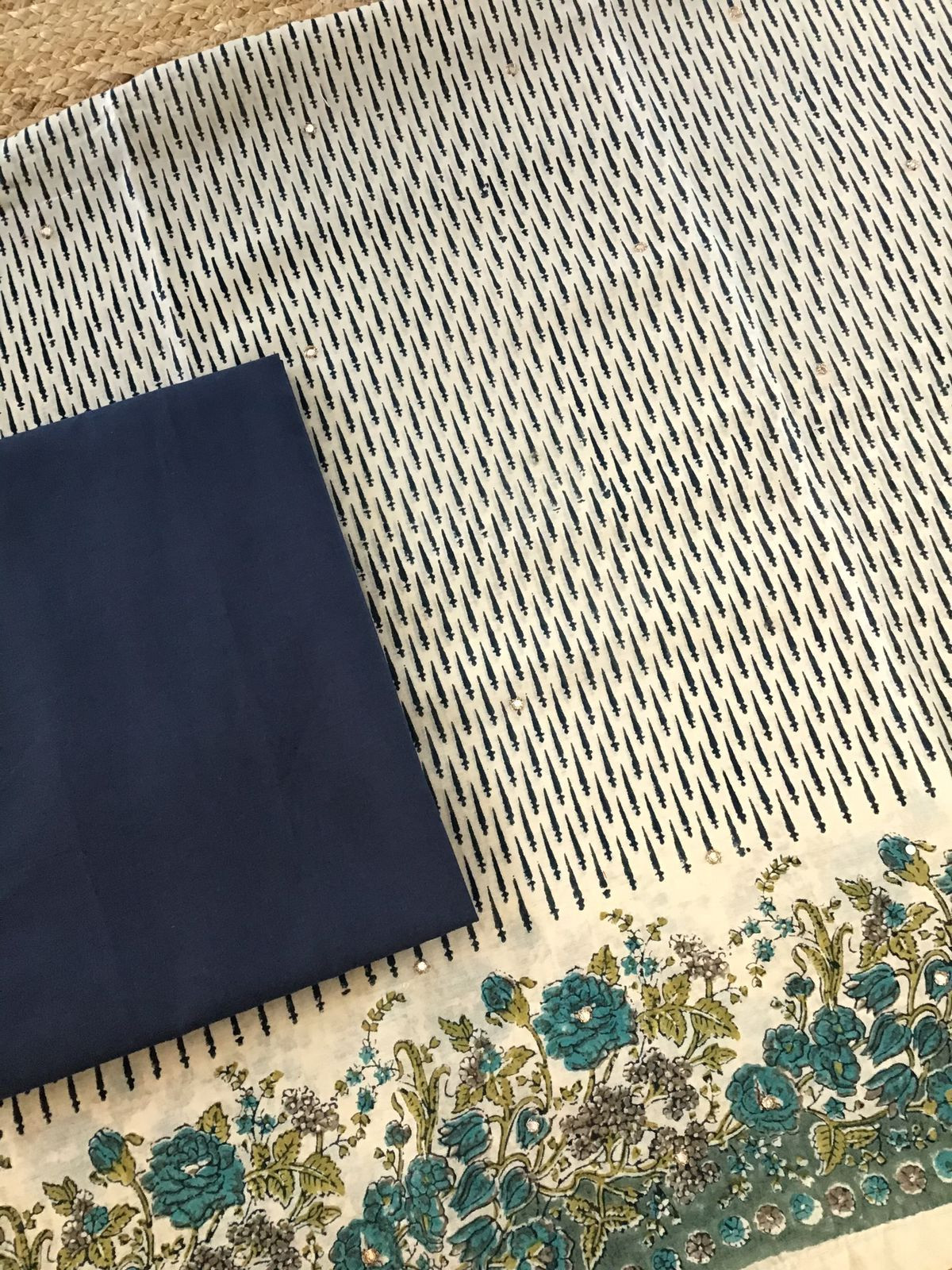 Pure Chanderi Printed Embroidered Suit - Beige