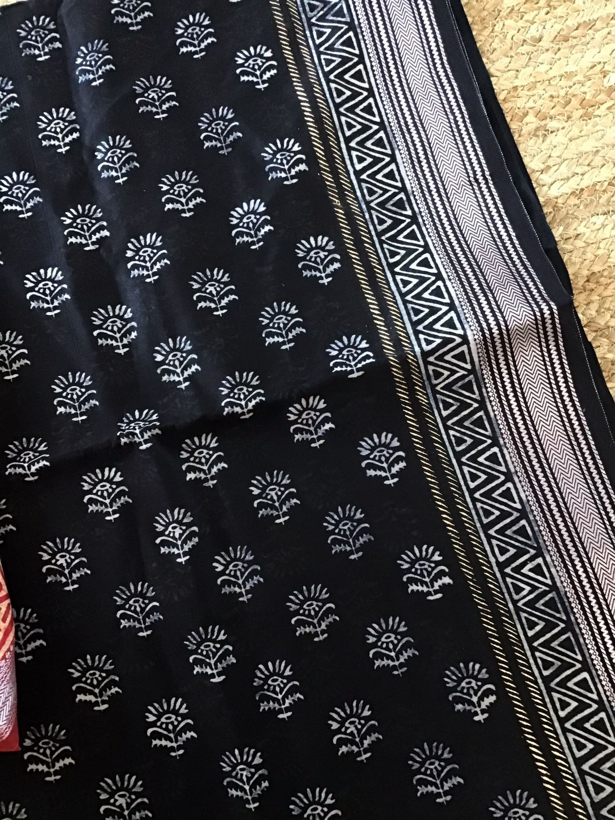 Pure Maheshwari Silk Printed Suit - Black