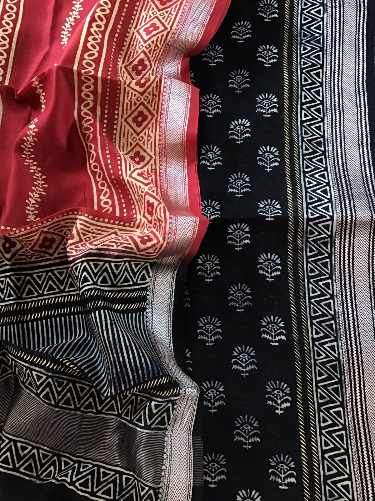 Pure Maheshwari Silk Printed Suit - Black