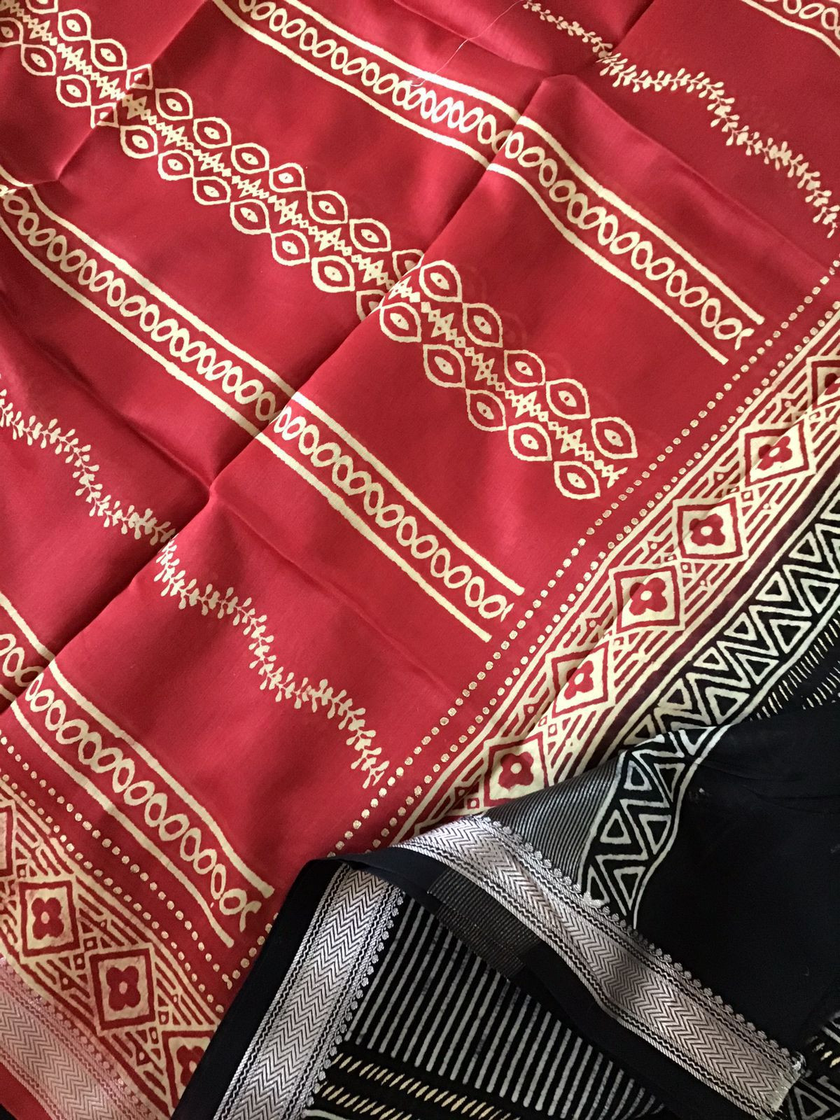 Pure Maheshwari Silk Printed Suit - Black