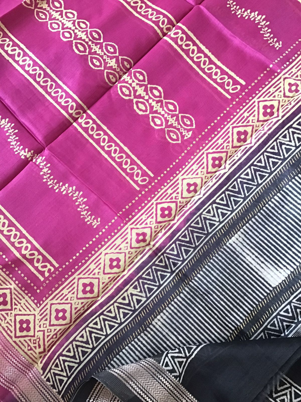 Pure Maheshwari Silk Printed Suit - Grey