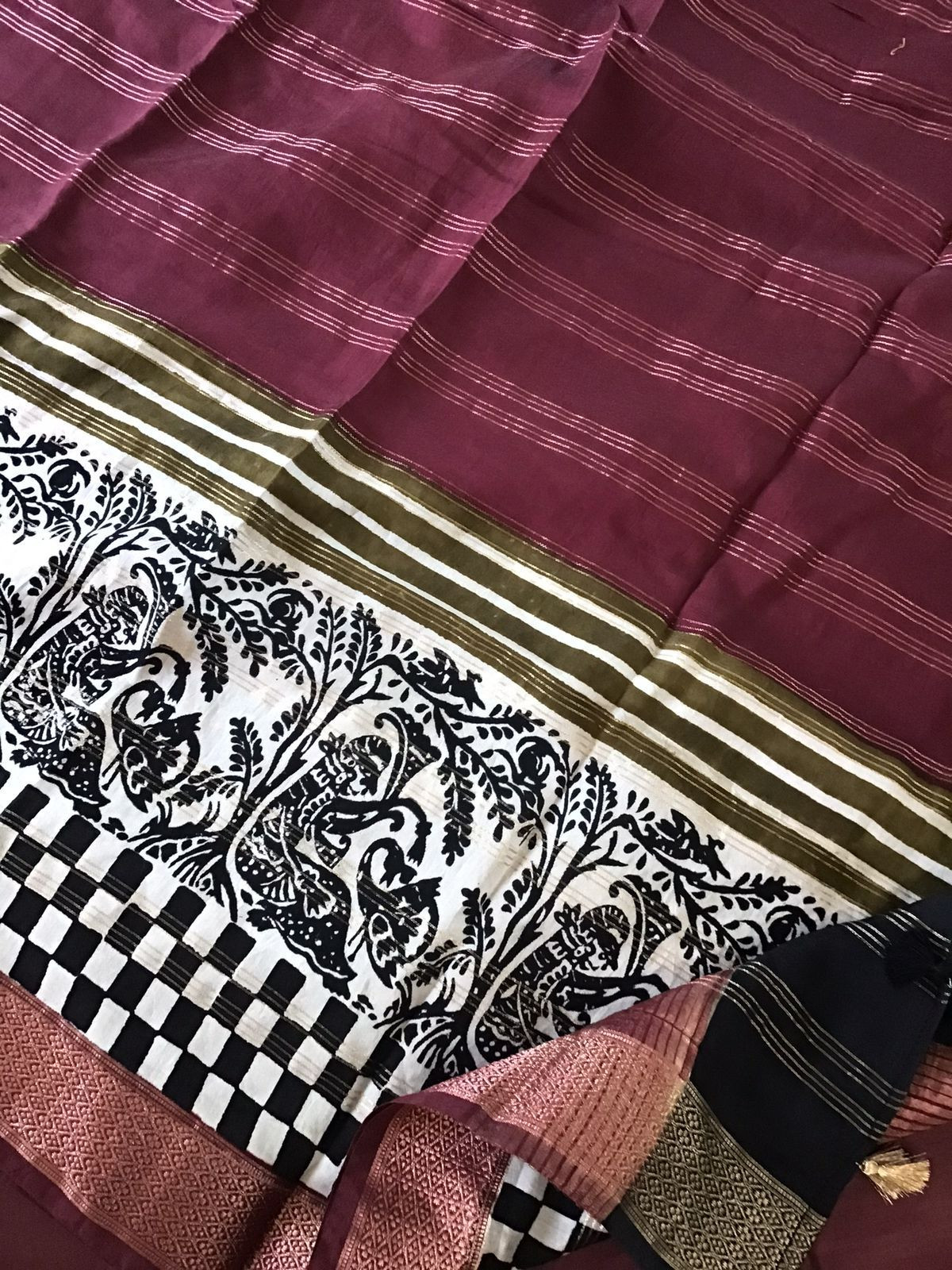 Soft Muslin Silk Printed Embroidered Suit - Maroon