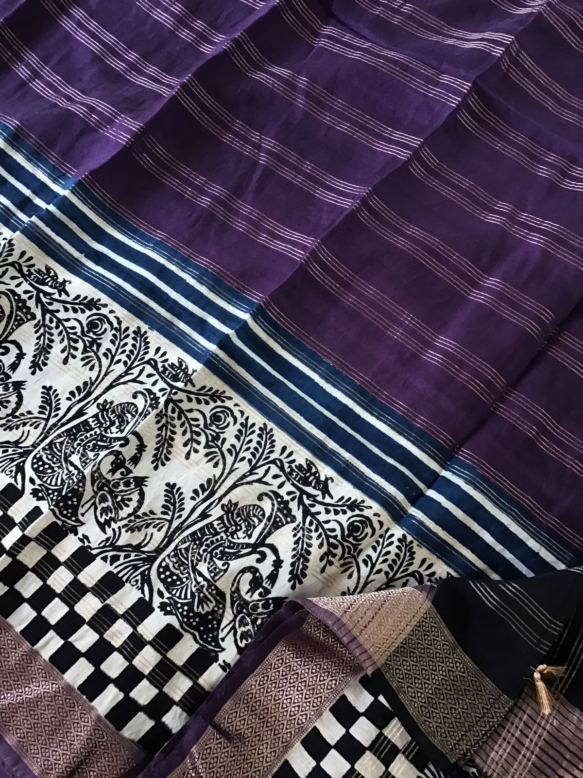 Soft Muslin Silk Printed Embroidered Suit - Violet