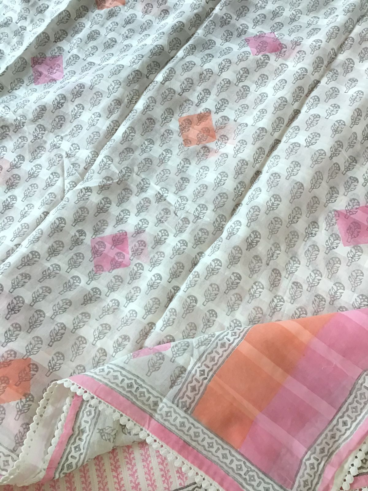 Pure Cotton Printed Self Weaved Suit - Pink